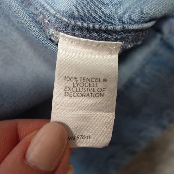 J. Jill Dress Womens Small Denim Chambray Embroidered Western Knee Length Blue - Picture 3 of 9